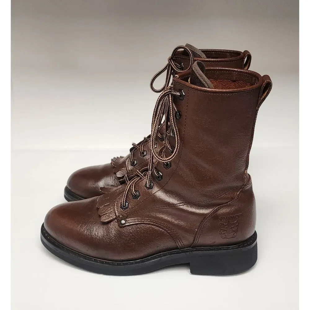 Rhino Men's Brown Leather  Lace Up Boots  Size 9.5